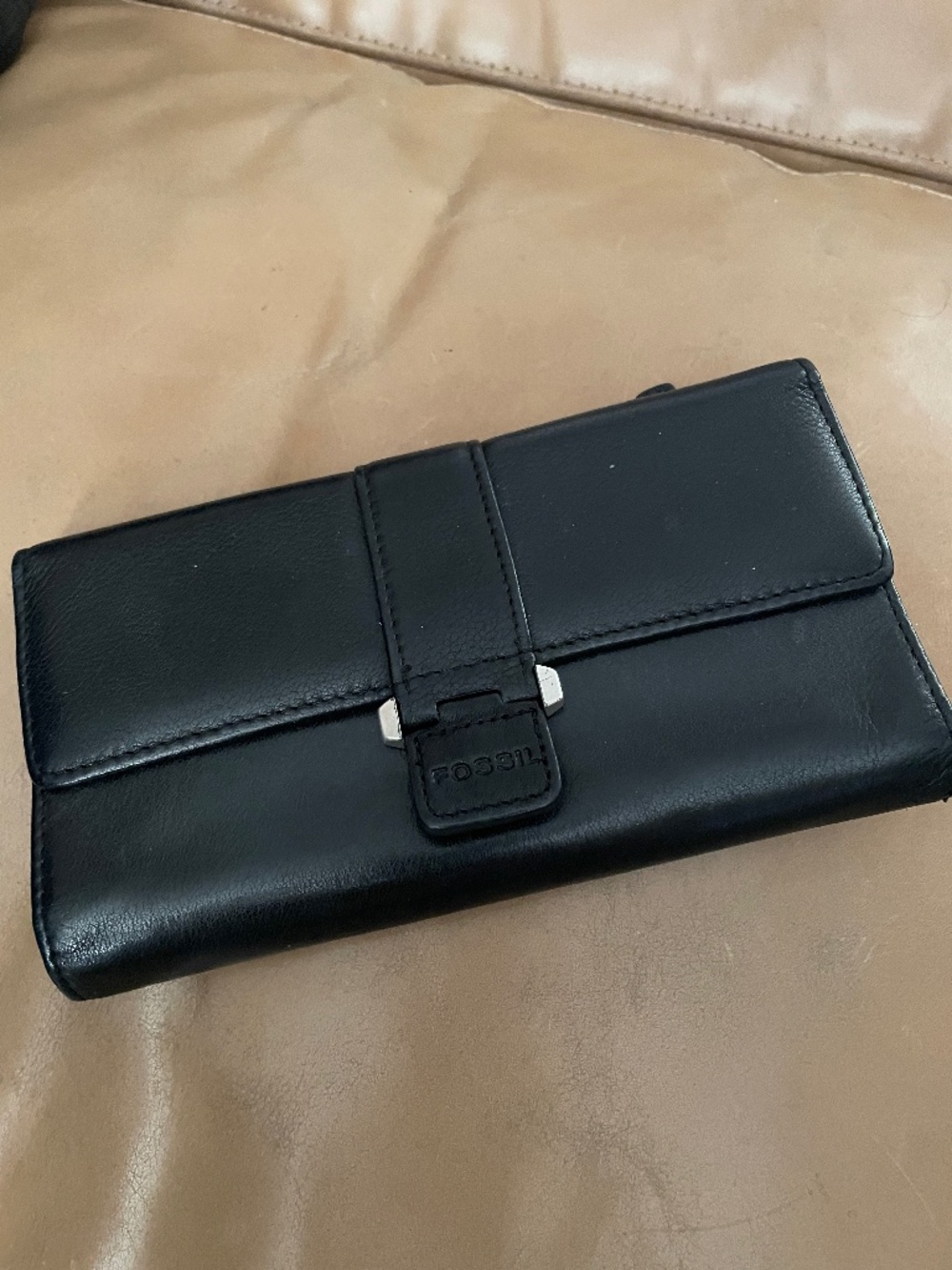 Womens Black Genuine Leather Fossil Wallet
